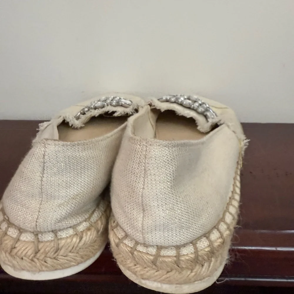 Marc Fischer Women's Beige Espadrilles with Silver Embellishments size 8
